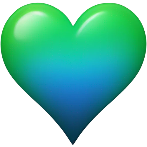 Gradient heart with blue on the outside and green on the inside emoji