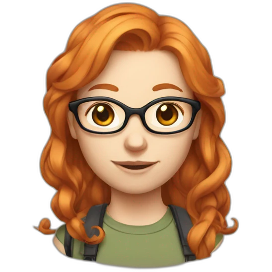 Gamergirl Ginger Hair glasses emoji