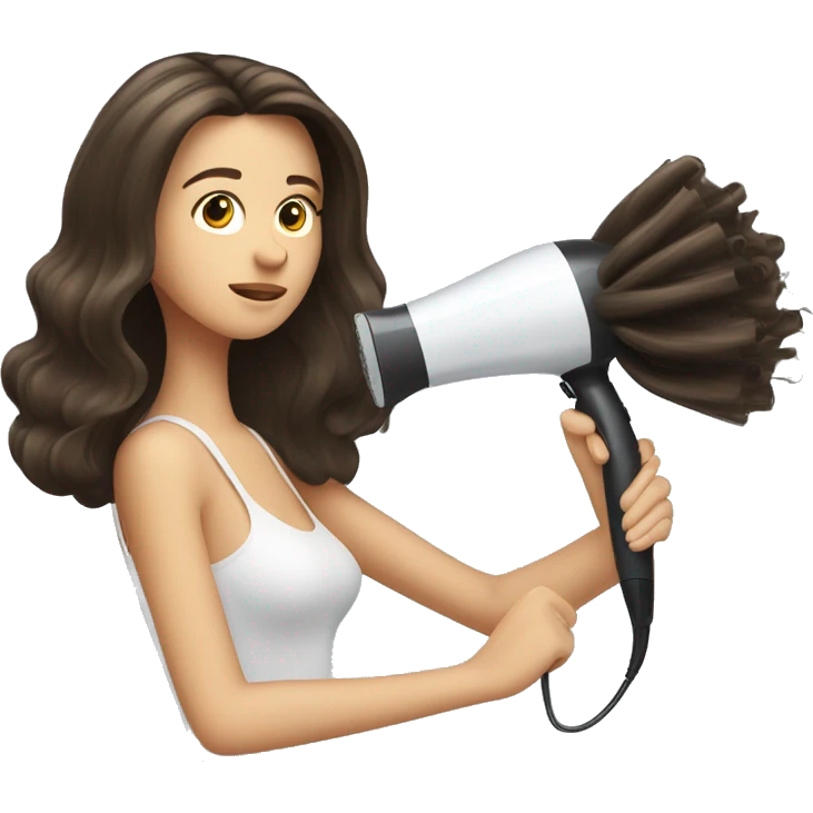 Brunette girl blow drying hair emoji