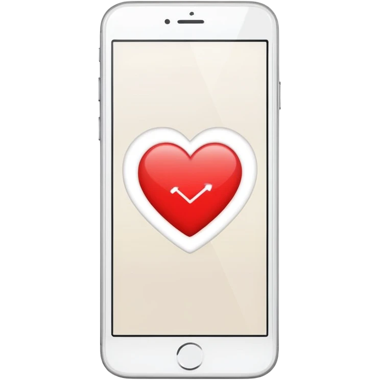 smartphone screen with a heart and text lines emoji