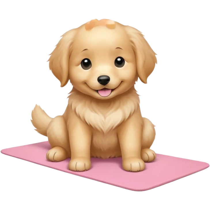 Funny Golden retriever puppy on light pink yoga mat emoji