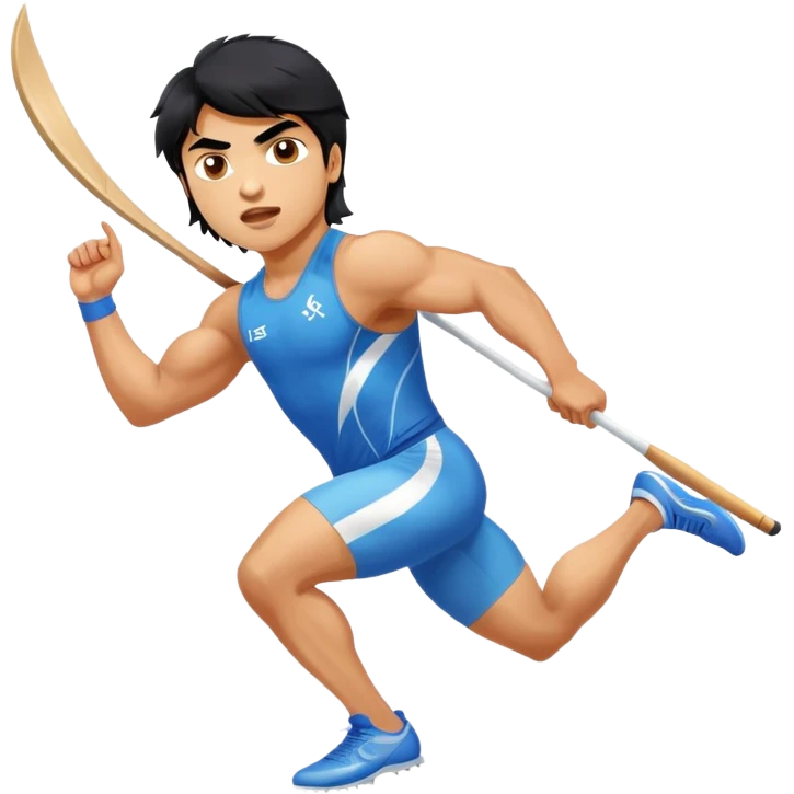 Neeraj Chopra throwing javelin, Indian Olympic gold medalist athlete in action emoji