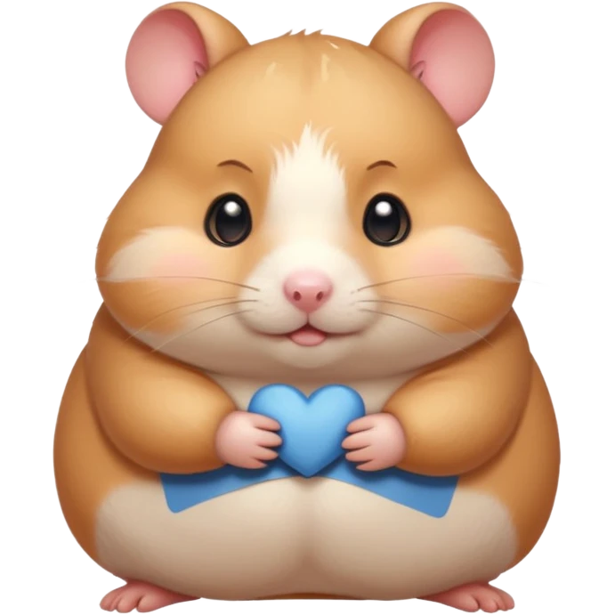 Cute chubby cartoon-style hamster blushing heavily, shy expression, as if looking at crush. Painterly shading, white background, sticker-style illustration emoji