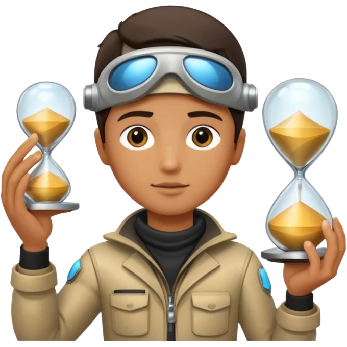 future Explorer with futuristic sandglass emoji