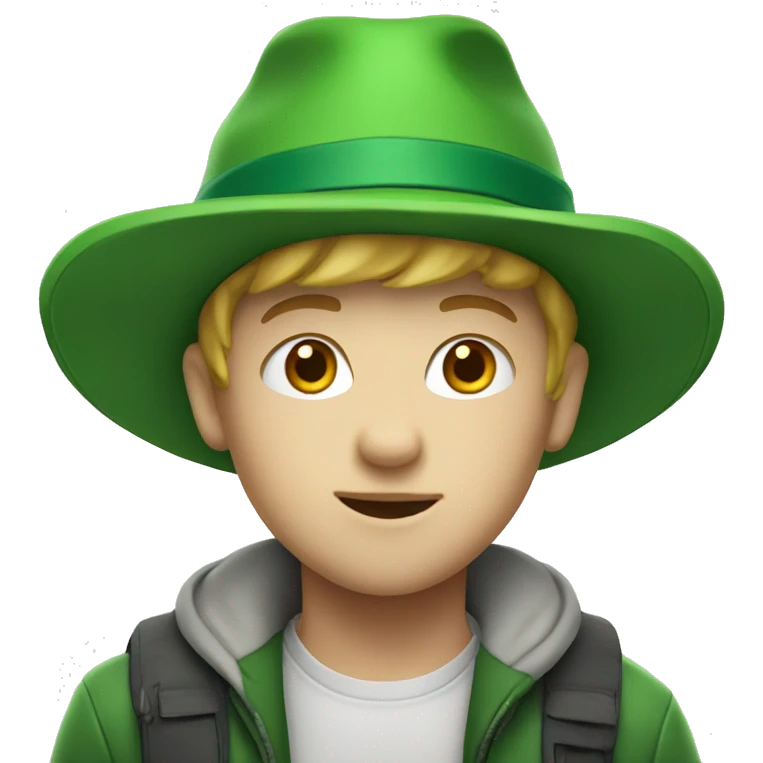 White kid with green hat emoji