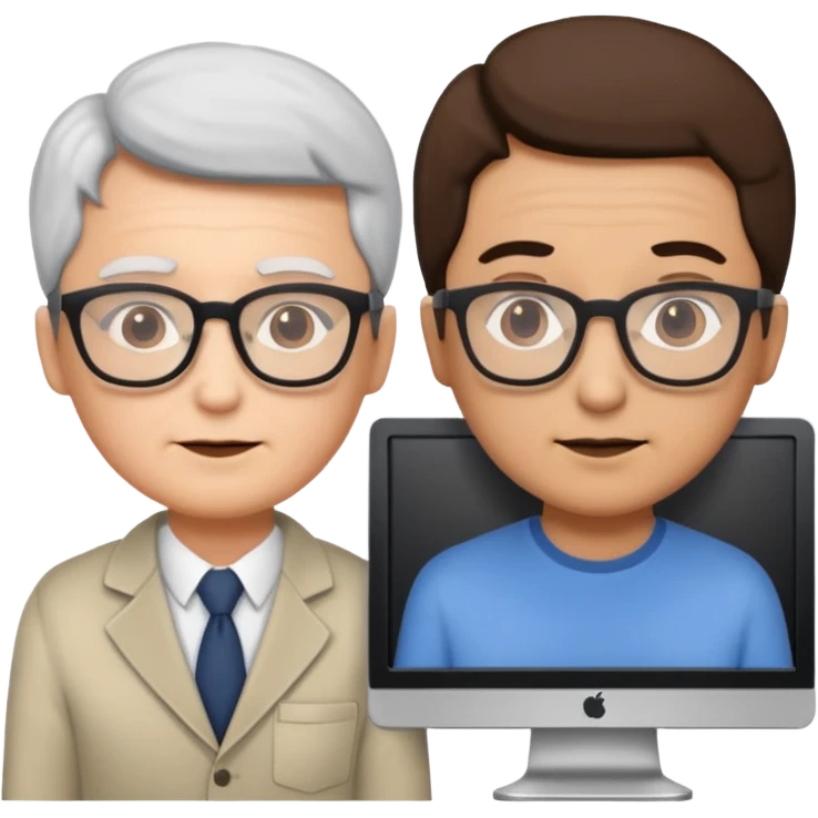 teaching somebody else in person, in the same place, watching the same monitor together, the trainee and trainer are in the similar age emoji