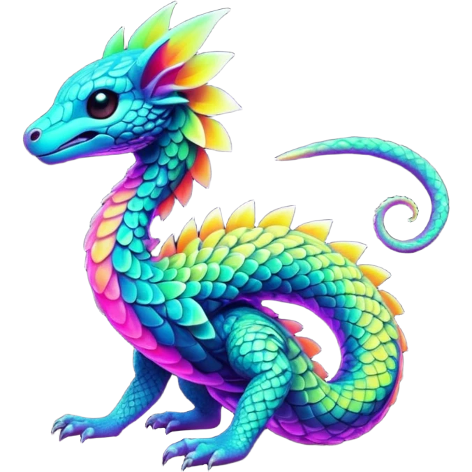 futuristic lush hyper realistic exotic patterned swirly random-colored neon-colored Fakémon-Trico-creature (full body) emoji