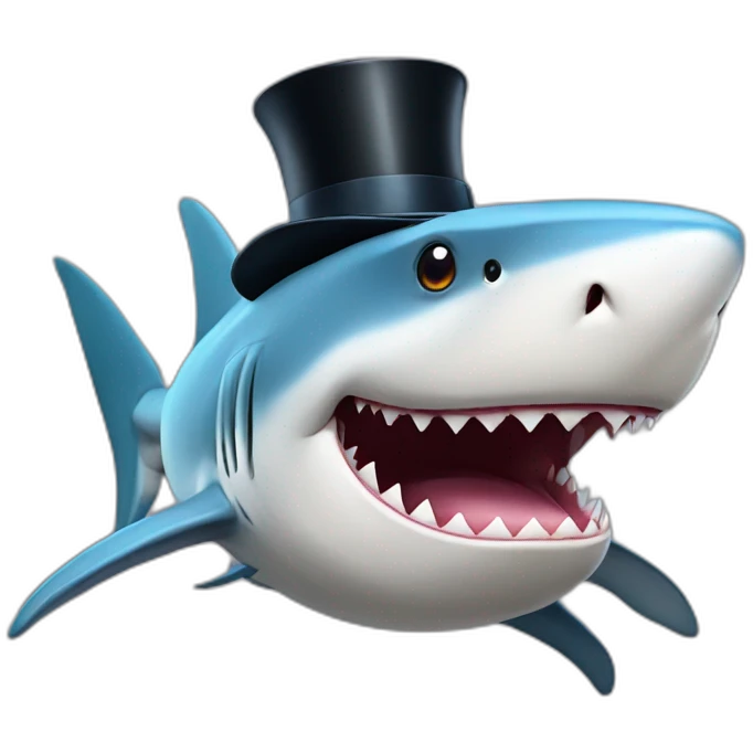 Shark with a top hat emoji