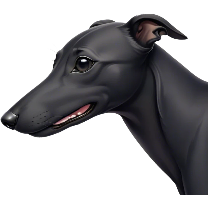 Meme-Worthy Cute Sleeping Black Greyhound Portrait Emoji, Head resting peacefully with a contented smile, showcasing a delightfully slender build and a luxuriously smooth black Fur, eyes shut in a serene nap, Simplified yet hilariously adorable features, highly detailed, glowing with a soft, drowsy light, high shine, relaxed and utterly lovable, stylized with an air of playful laziness, bright and heartwarming, soft glowing outline, capturing the essence of a comically sleepy racer, so meme-worthy it feels like it could instantly become the next viral sensation of adorable slumber! emoji