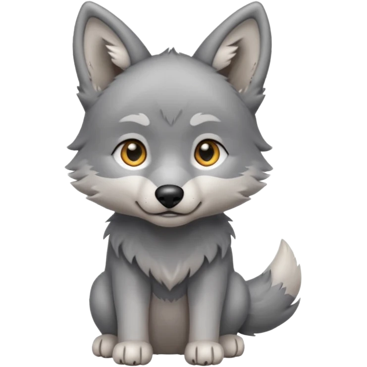 Wolf pup with soft fur and alert ears, half body, standing emoji