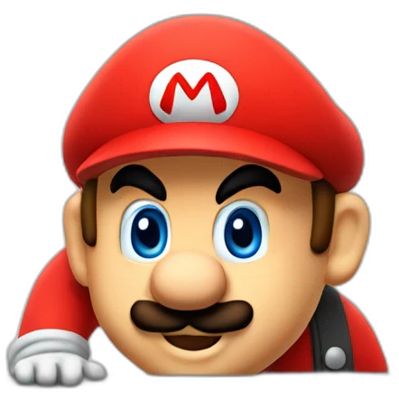 Mario behind a computer emoji
