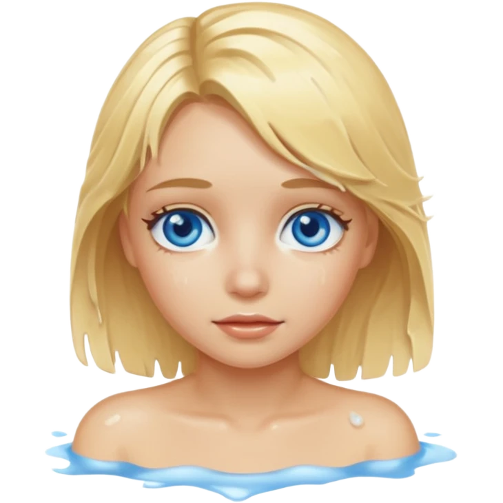 blonde girl with hair up out of shower with blue eyes  emoji