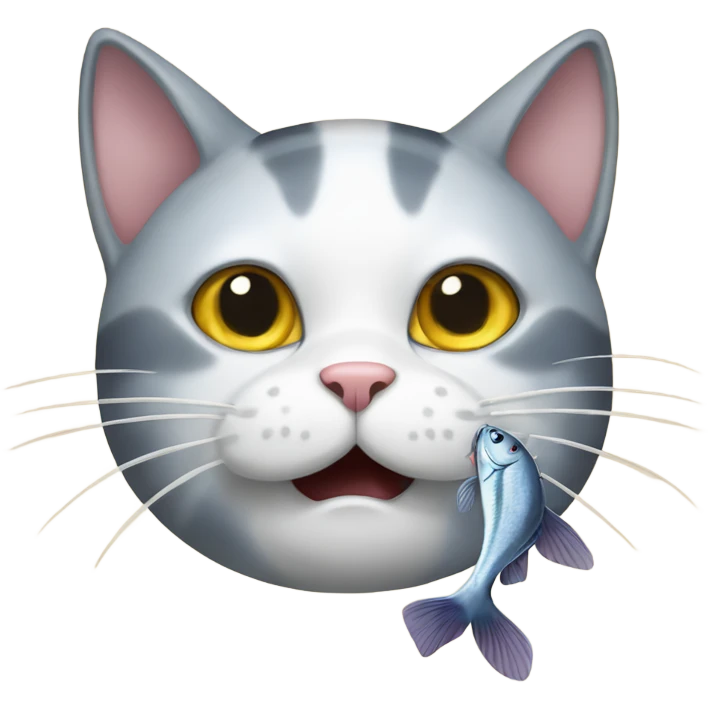 Cat eating fish emoji