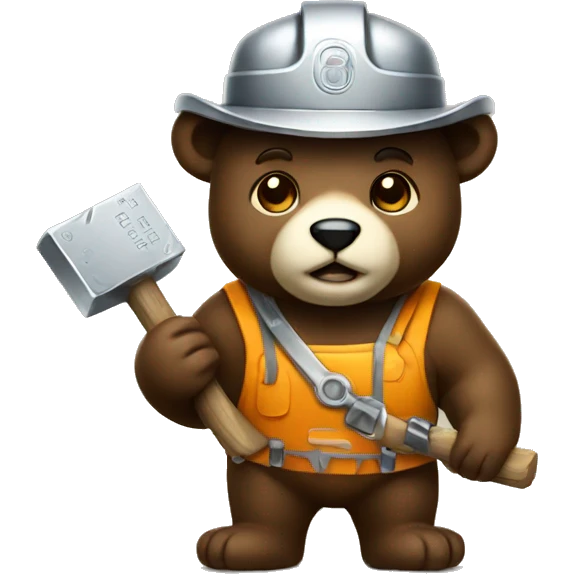 miner bear with silver bar emoji