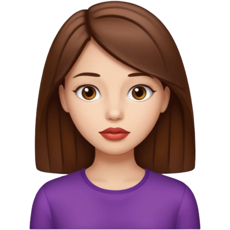 девушка с пухлыми губами и прямыми кариеми волосами emoji