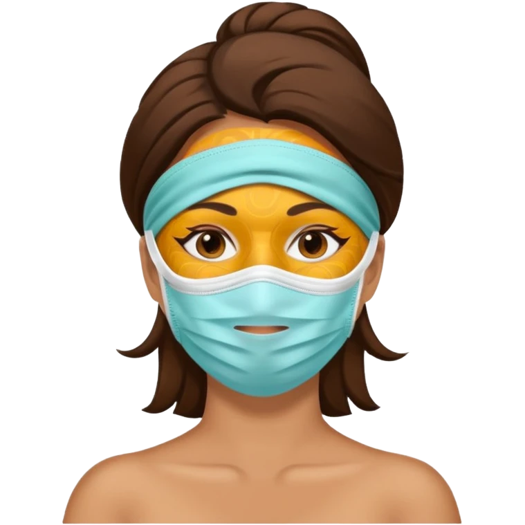 Lady with face mask spa beauty full face relaxing emoji