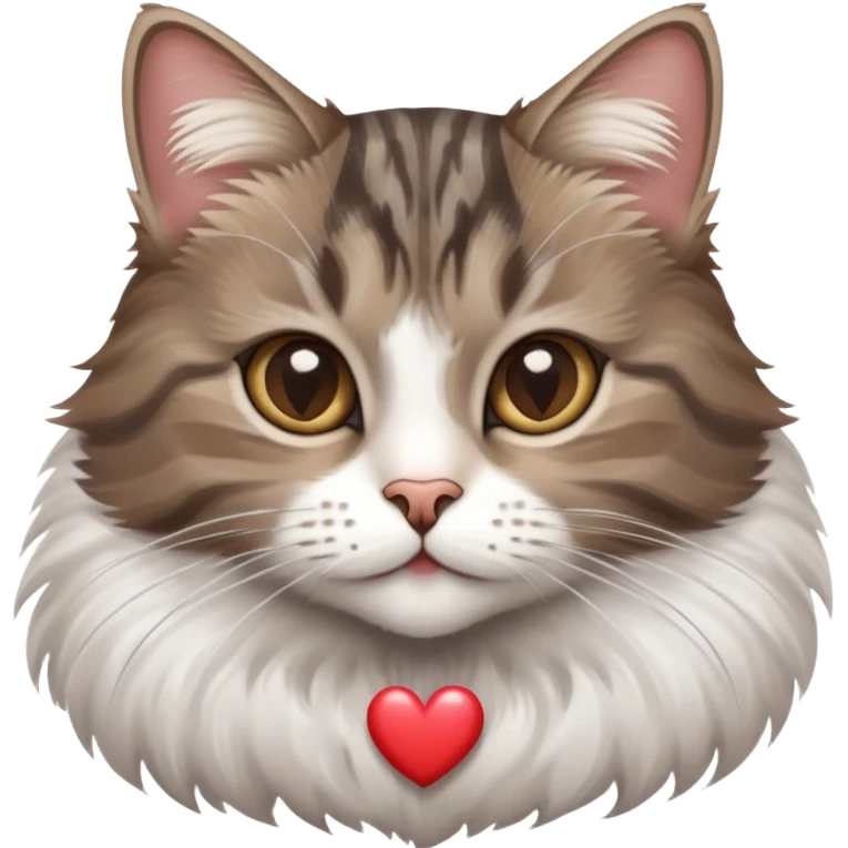 Grey Brown tabby cat and a white heart emoji