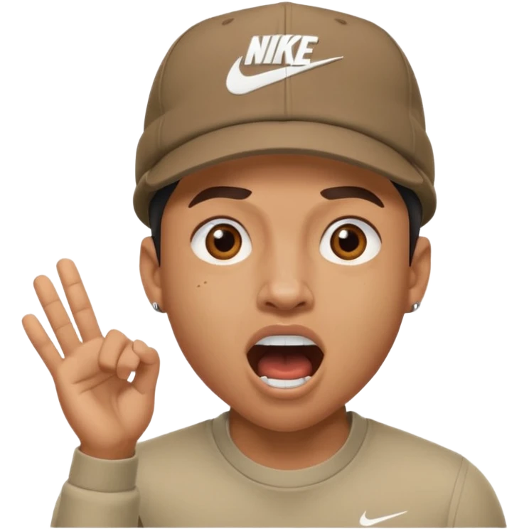 Ragazzo con cappello Nike mulatto che dice col Police in su emoji