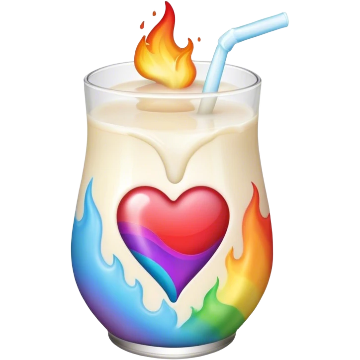 heart with rainbow flams and milk emoji
