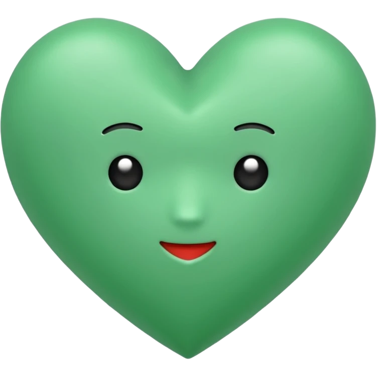 Un corazón de color verde en una tonalidad claridad sin ninguna decoración, solo el corazón  emoji