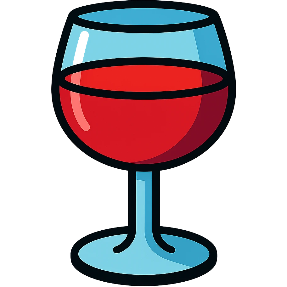 a glass of red wine, vibrant toon style emoji
