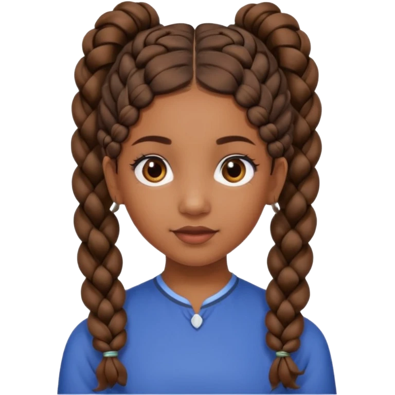 Half up half down sleek braid in the middle and at both side of head two pigtail between the braids the braids has yo be in the pigtail curly hair brown girl emoji