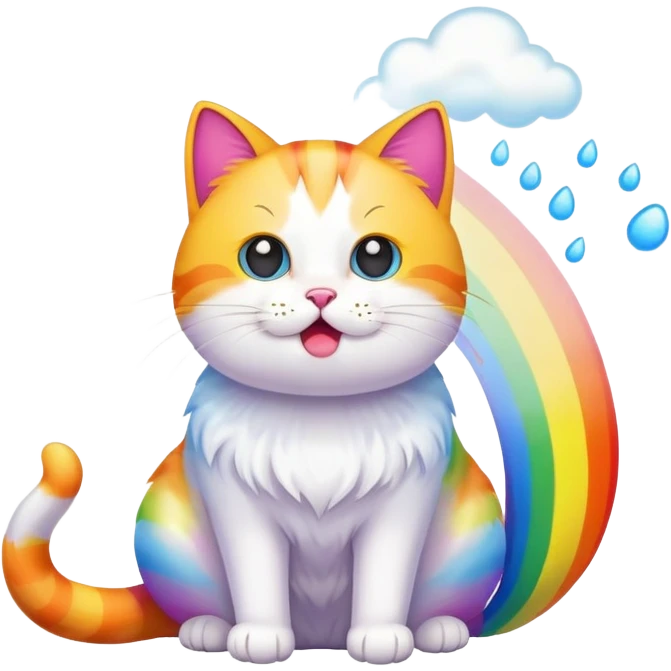 Cat farting a rainbow out emoji