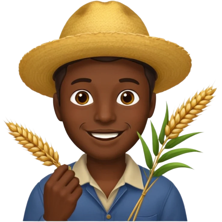 Campechano con una ramita de trigo en la boca emoji