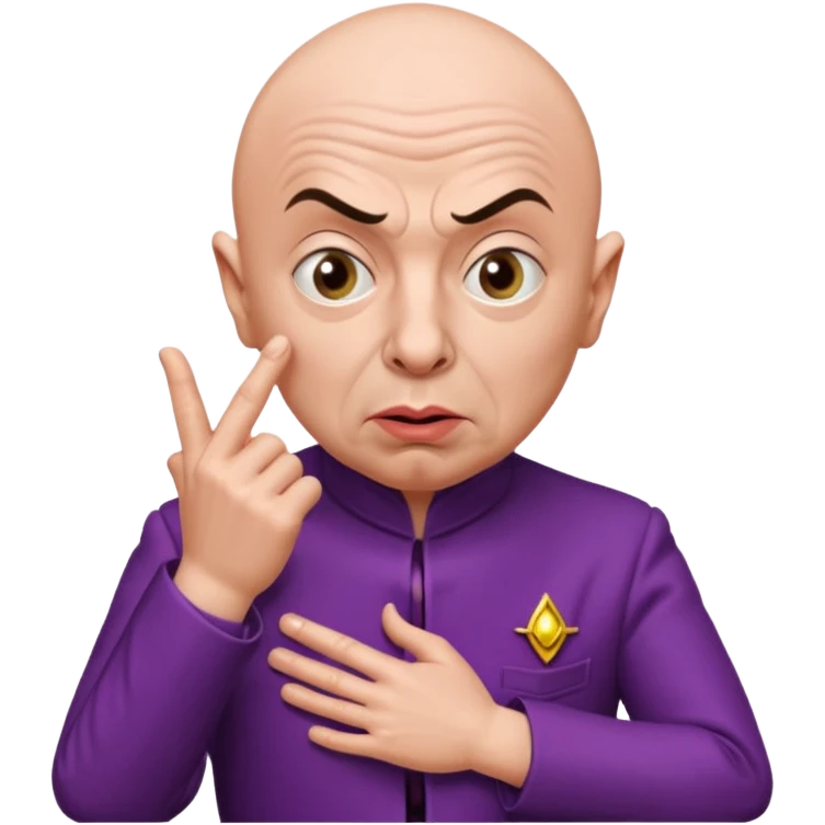 Dr. evil from Austin Powers with finger to mouth emoji