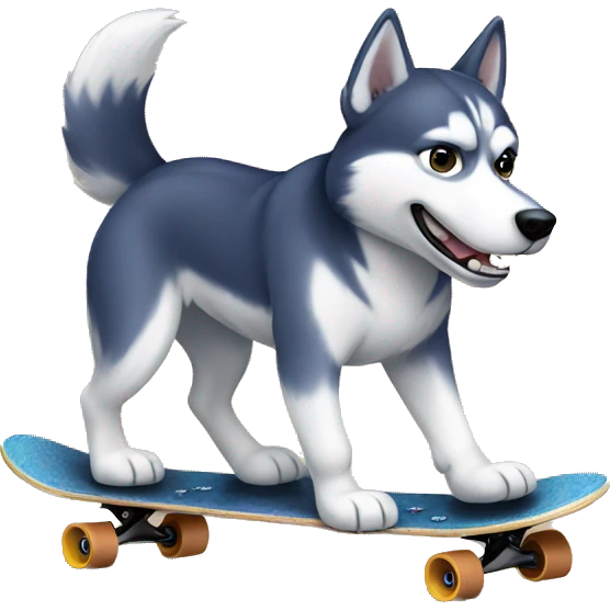 Husky riding skateboard emoji