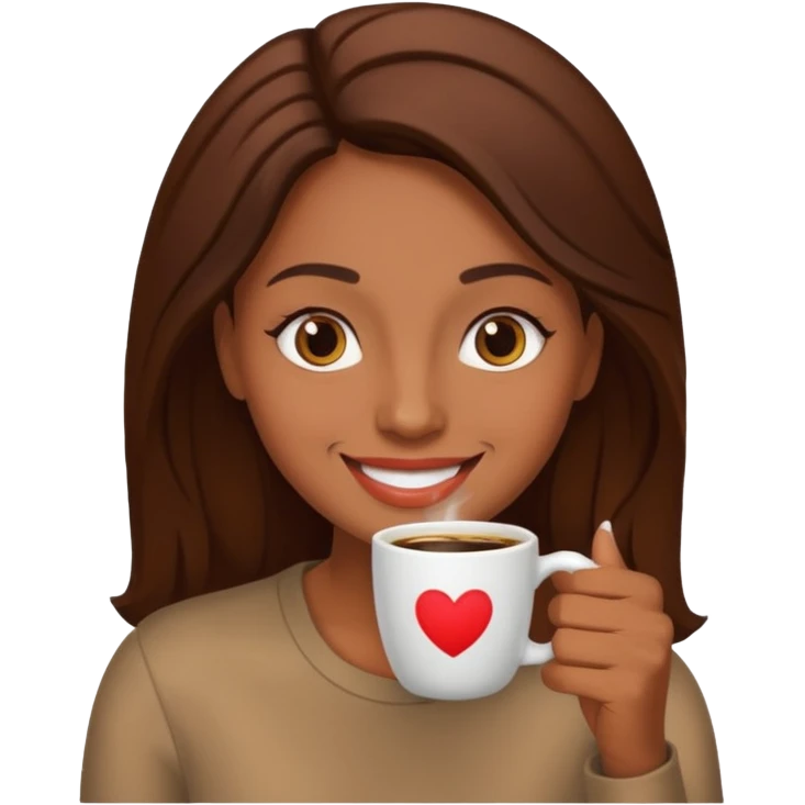 Mulher morena tomando café  emoji