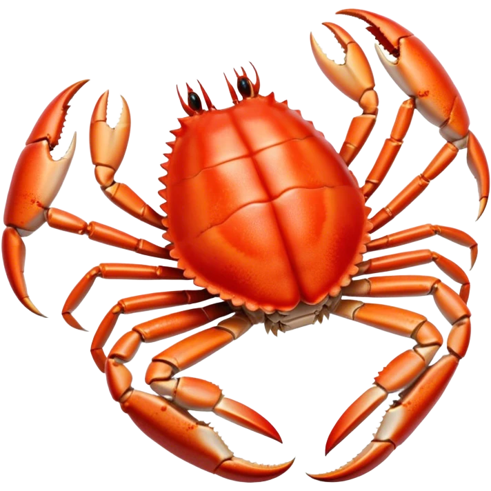 Cinematic rich crab legs, bright red shell glistening, cracked open to reveal tender white meat, warm golden highlights, detailed and delicious. emoji