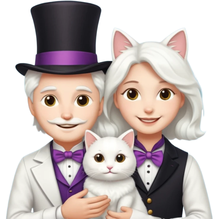 magician couple and their pet cat emoji