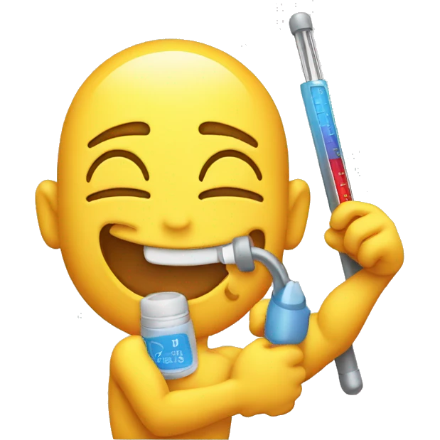 emoji with a thermometer and biceps emoji