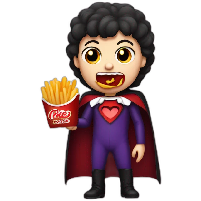Cute vampire eating fries emoji