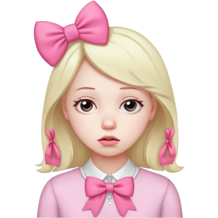 Very tired young woman with pink bow  emoji