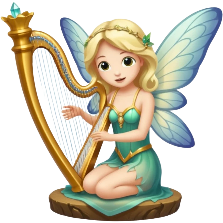 moth-wing fairy playing crystal harp emoji