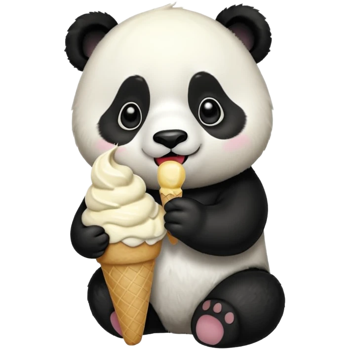 Panda eating ice cream emoji