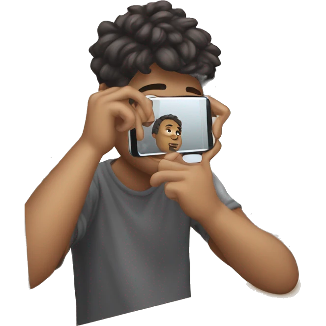 boy taking selfie in mirror emoji