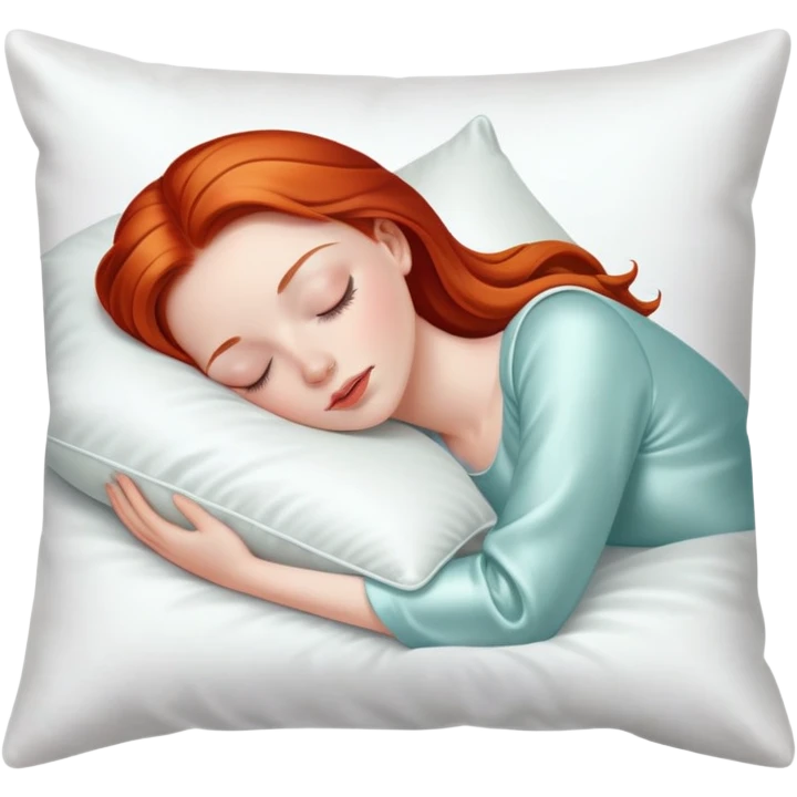 Sleeping beauty redhead white girl with a silk pillow emoji
