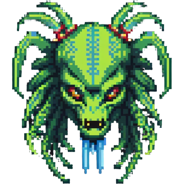 Predator alien with mandibles and dreadlocks emoji