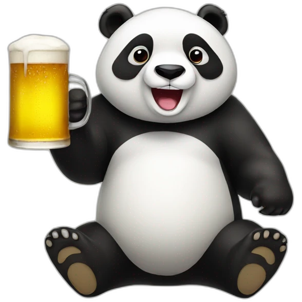 Panda with beer emoji