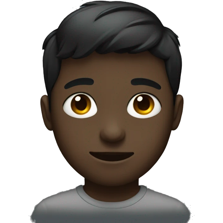 Boy with lifted eyes wearing black emoji