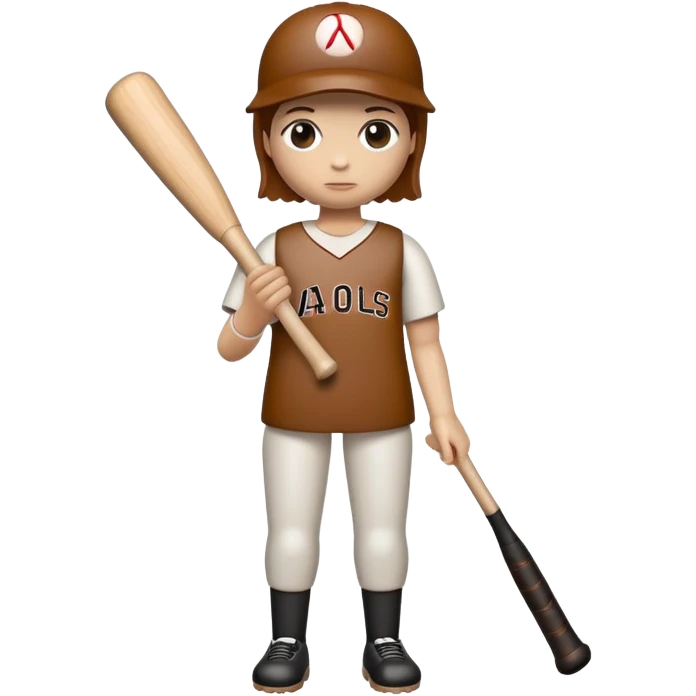 wooden peg with eyes hands and legs holding baseball bat emoji