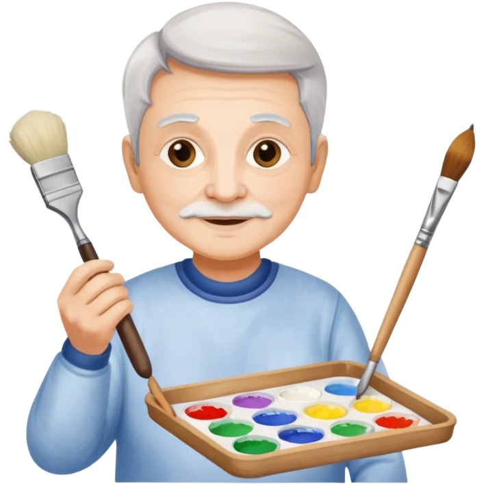 Senior with watercolor tray & brush emoji