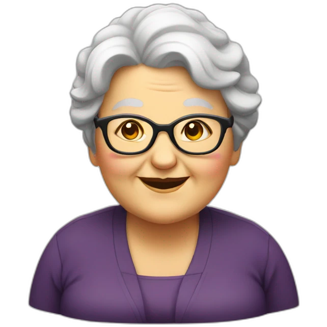 Fat old lady with glasses smiling emoji
