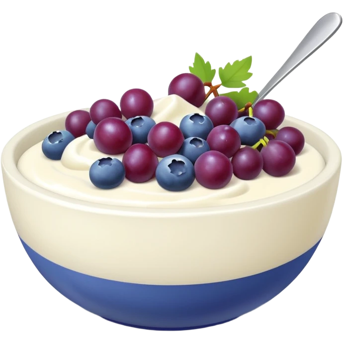 yoghurt bowl with grapes and blueberries emoji