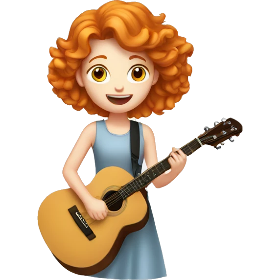 pretty GINGER girl singing playing guitar grey eyes emoji