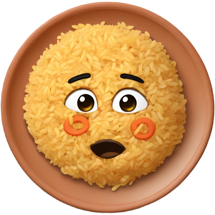 salted pure fried rice on a terra cotta plate emoji