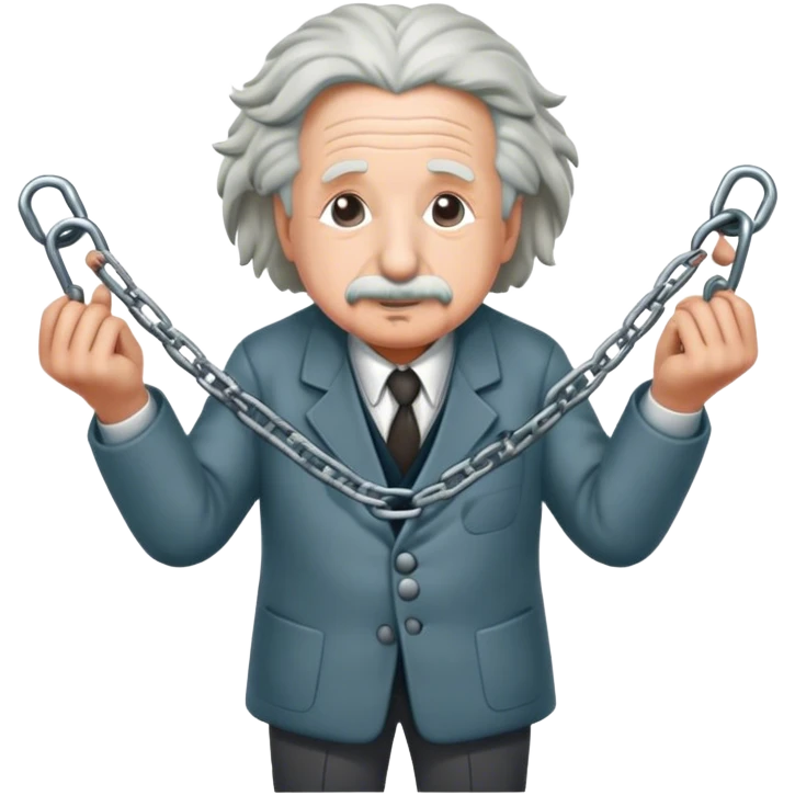 Albert einstein pulling on a chain emoji
